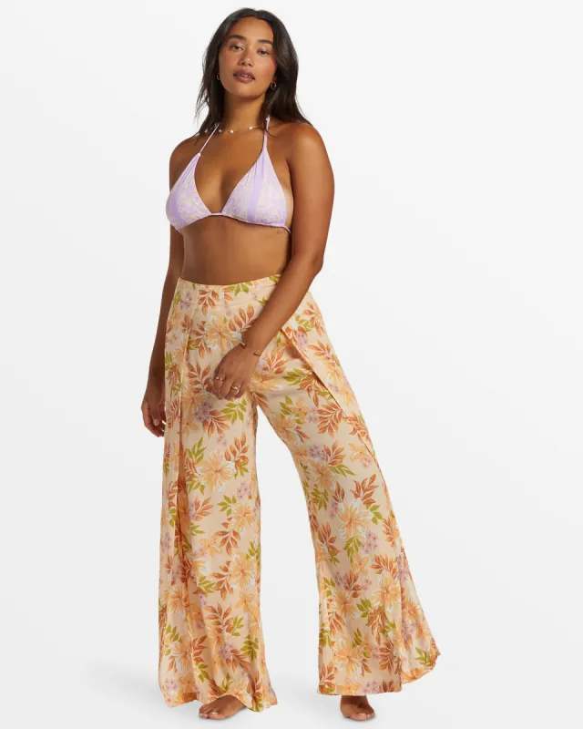 Split Spirit Floral Pants - Peach Whip sold by Billabong