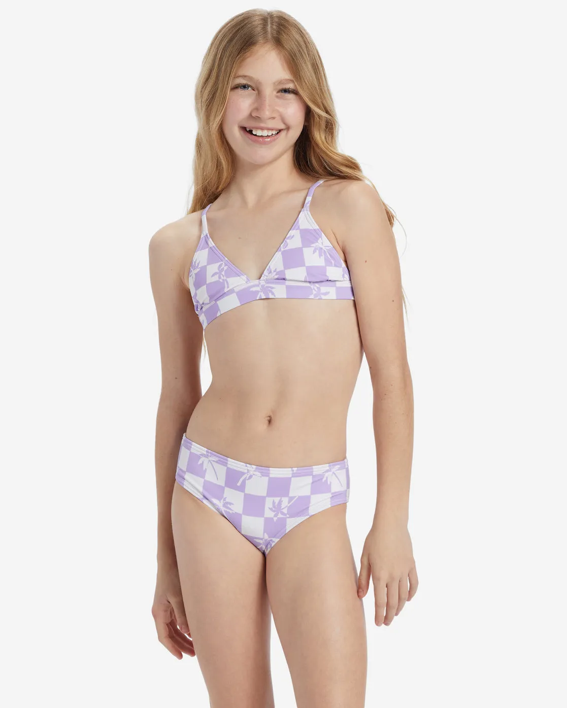 Girls Check Your Palm Banded Tri Set Bikini Set - Peaceful Lilac sold by Billabong