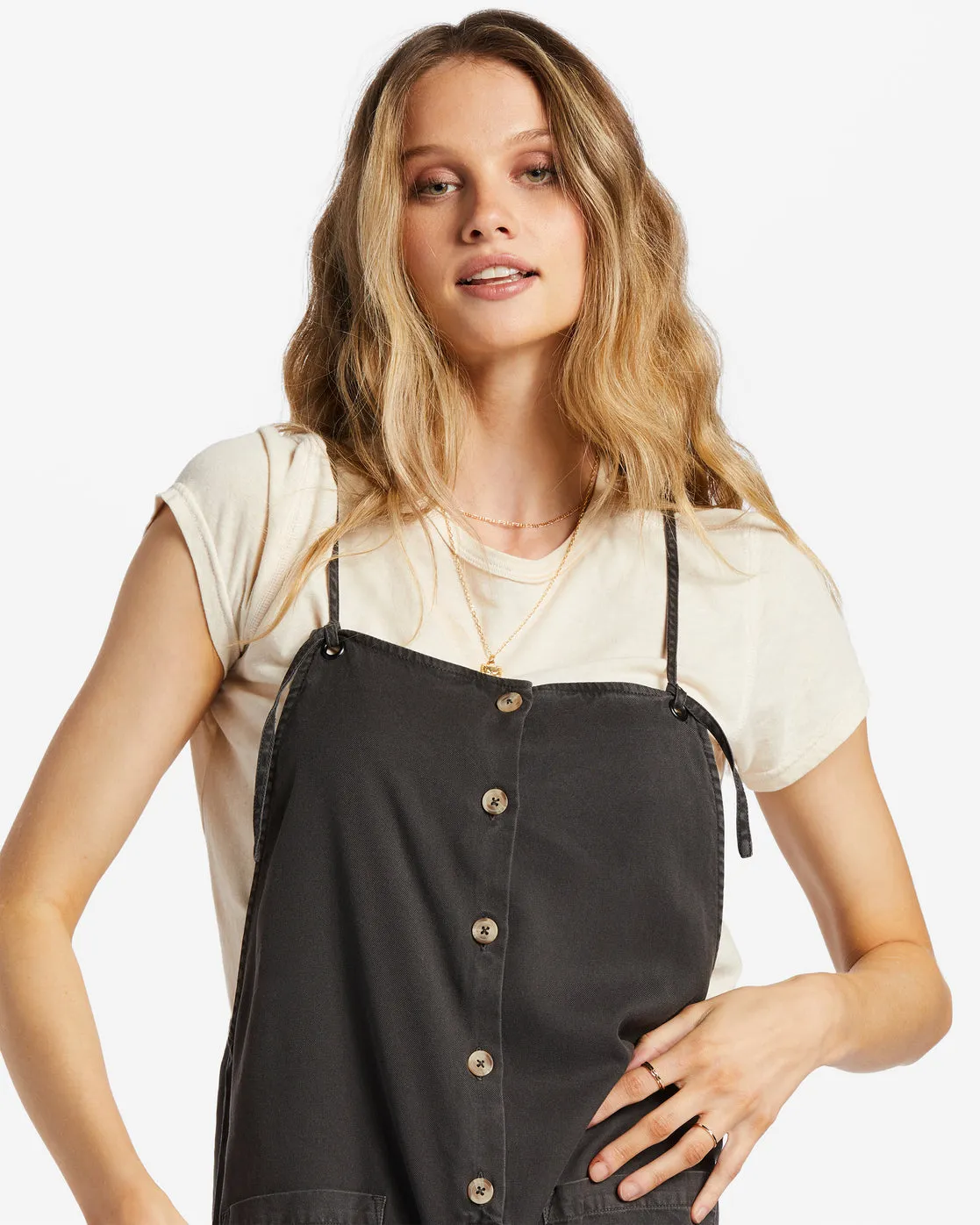 Beach Cruiser Wide-Leg Overalls - Off Black 1 sold by Billabong product image thumbnail 4