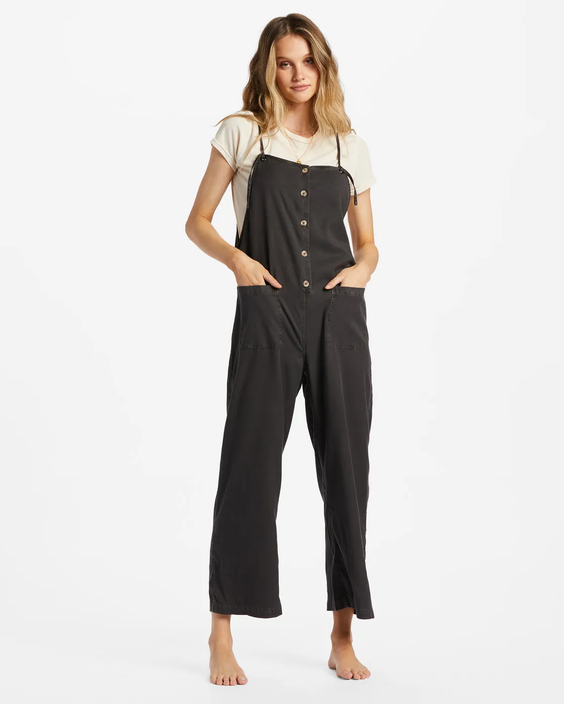 Beach Cruiser Wide-Leg Overalls - Off Black 1 sold by Billabong