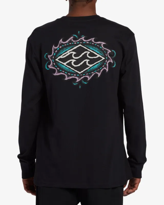 Crayon Wave Long Sleeve T-Shirt - Black sold by Billabong