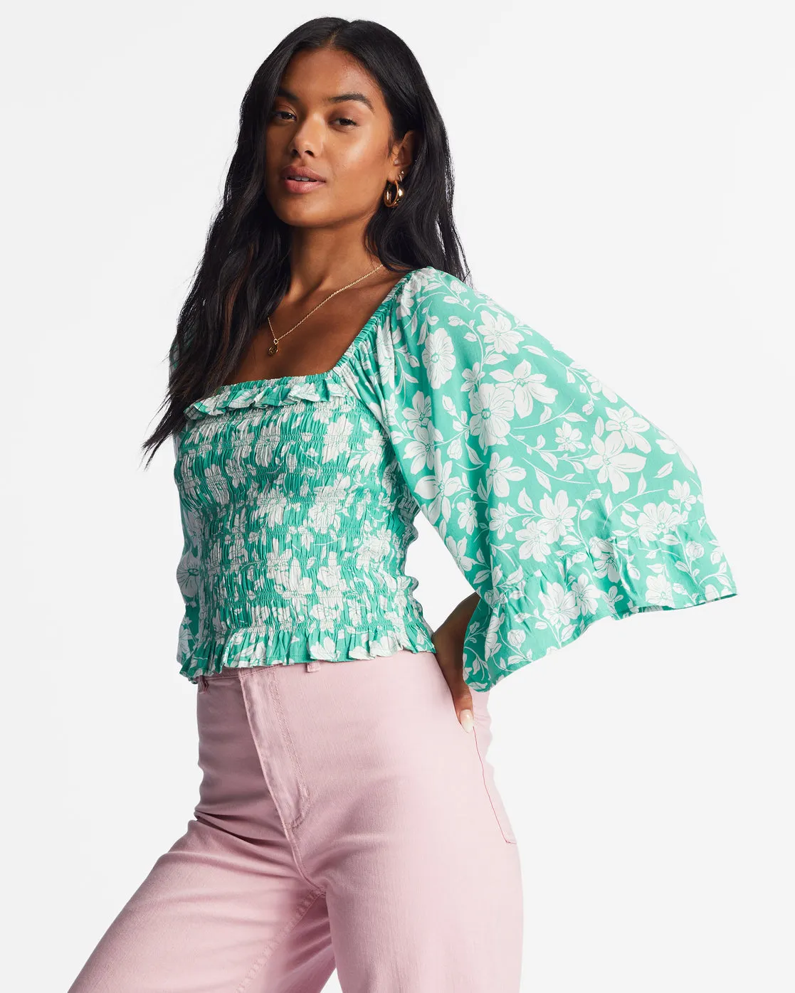 Be My Babe Bell Sleeve Top - Sweet Grass sold by Billabong product image thumbnail 4