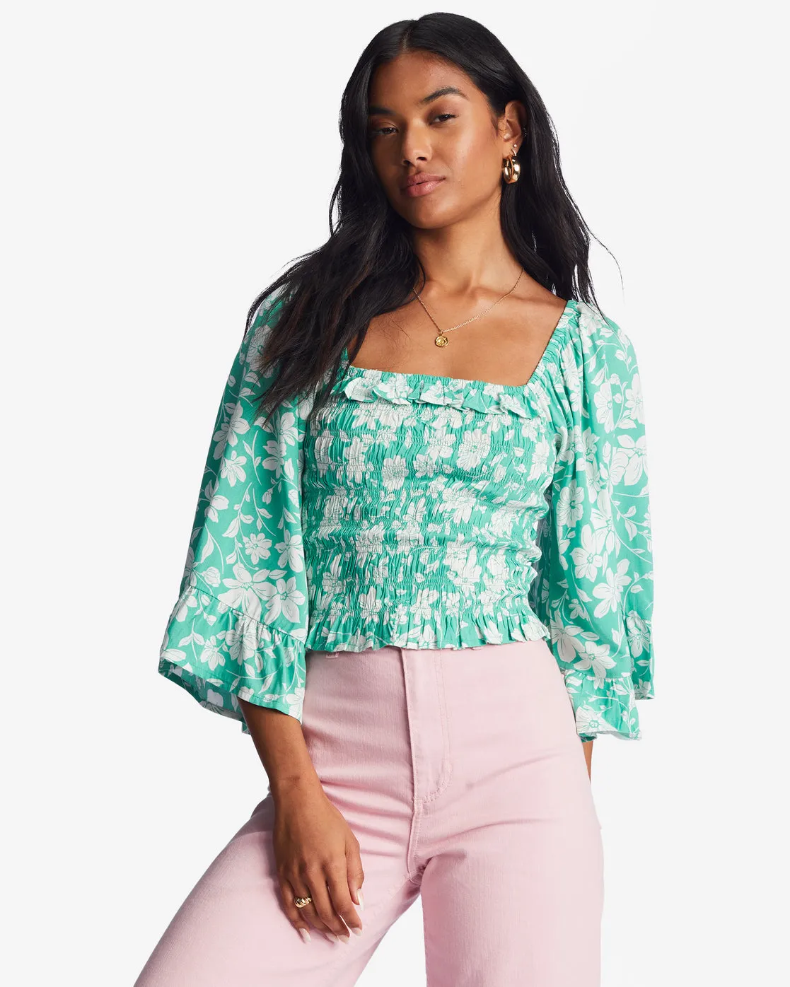Be My Babe Bell Sleeve Top - Sweet Grass sold by Billabong