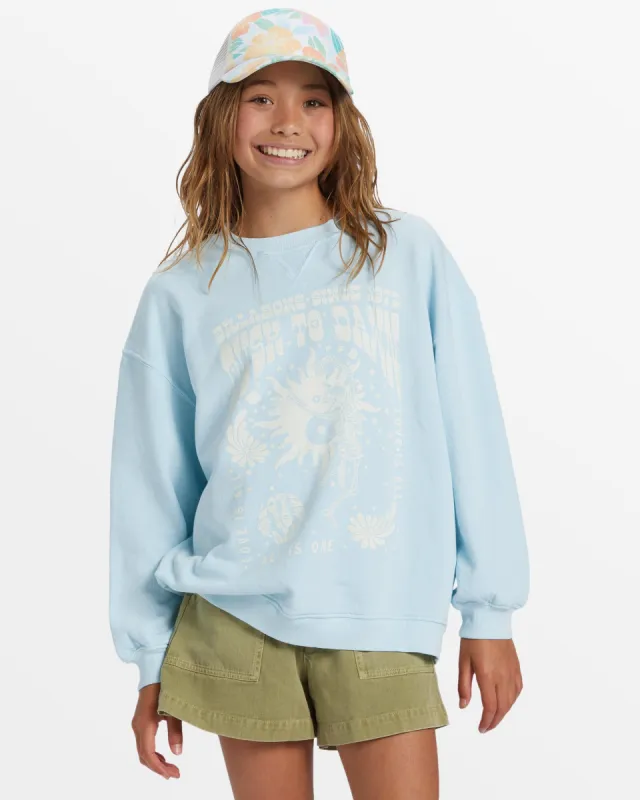 Girl's Making Waves Crewneck Sweatshirt - Blue Glow sold by Billabong