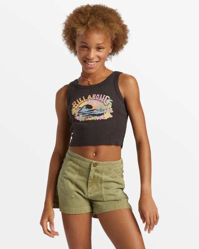 Girl's Heat Wave Cropped Tank Top - Off Black sold by Billabong