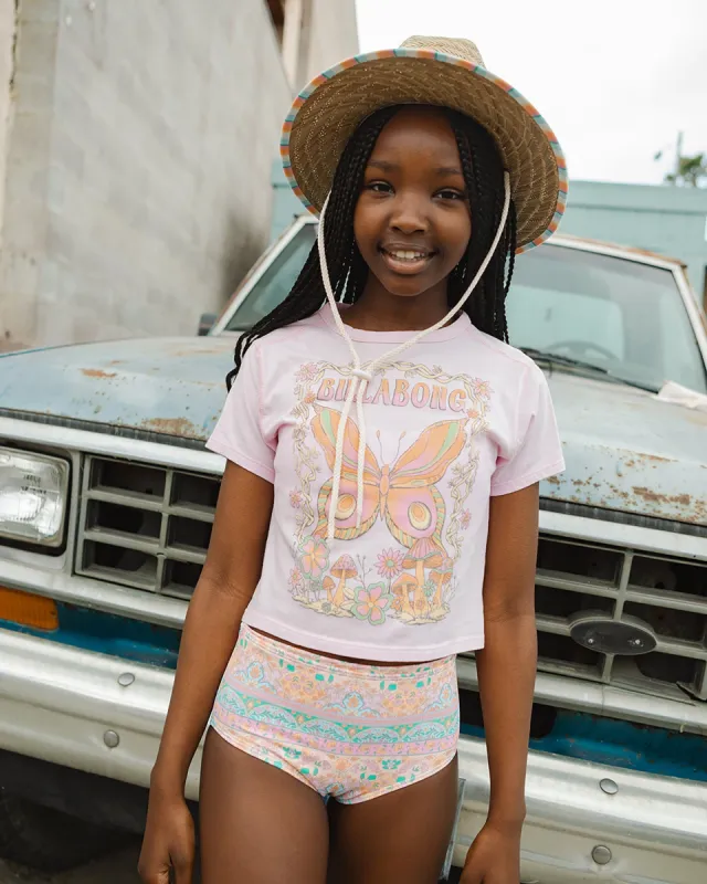Girl's Butterfly Kiss Cropped T-Shirt - Sweet Pink sold by Billabong
