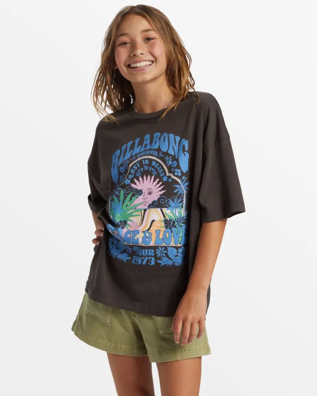 Girl's Lost In Bliss Oversized T-Shirt - Off Black sold by Billabong