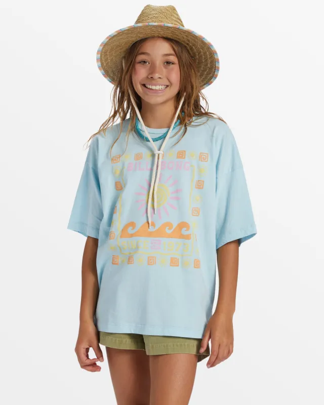 Girl's Waves And Sun Oversized T-Shirt - Blue Glow sold by Billabong