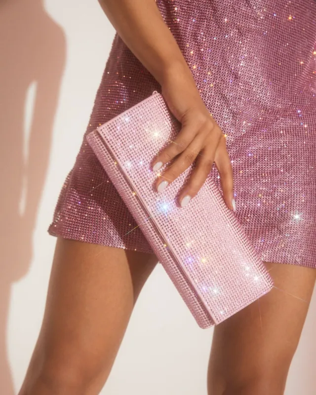 BRIELLE CLUTCH BAG - BALLET PINK- DIAMANTE sold by Billini