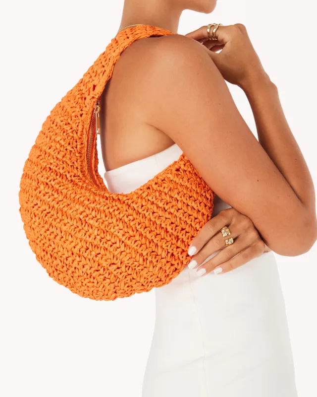 CLEMENTINE HANDLE BAG - TANGERINE RAFFIA sold by Billini