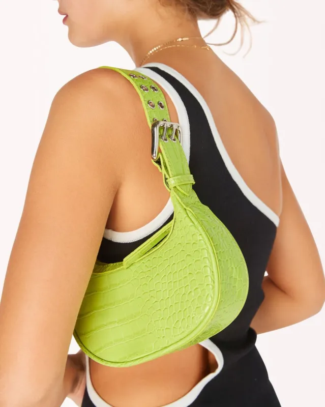 IGGY SHOULDER BAG - MATCHA PATENT CROC sold by Billini