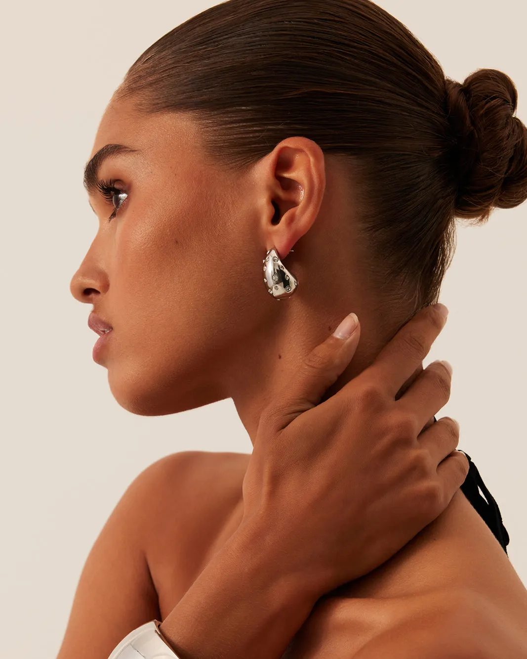 GIO EARRING - DARK SILVER-SILVER DIAMANTE sold by Billini product image thumbnail 3