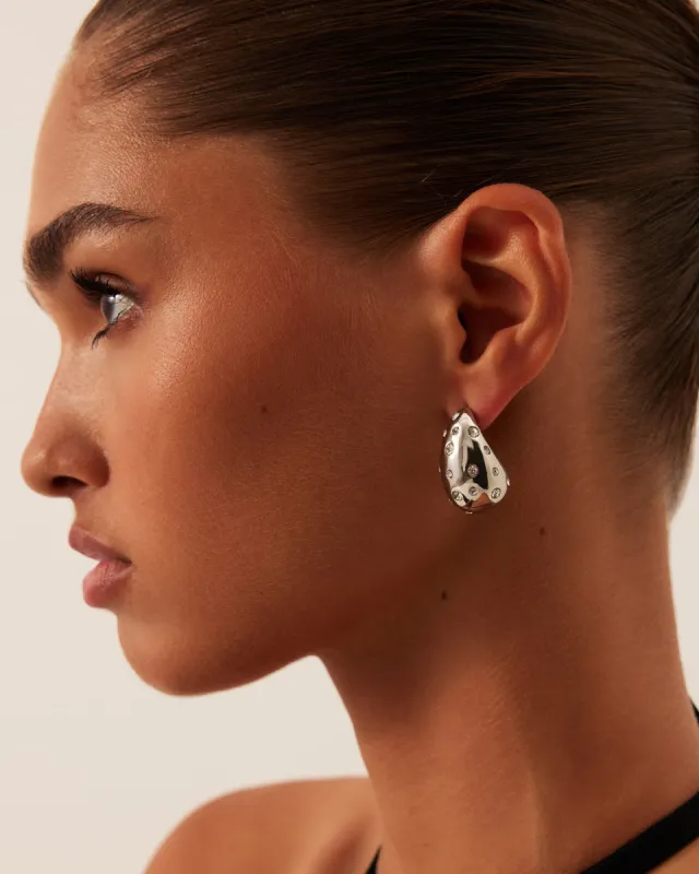 GIO EARRING - DARK SILVER-SILVER DIAMANTE sold by Billini