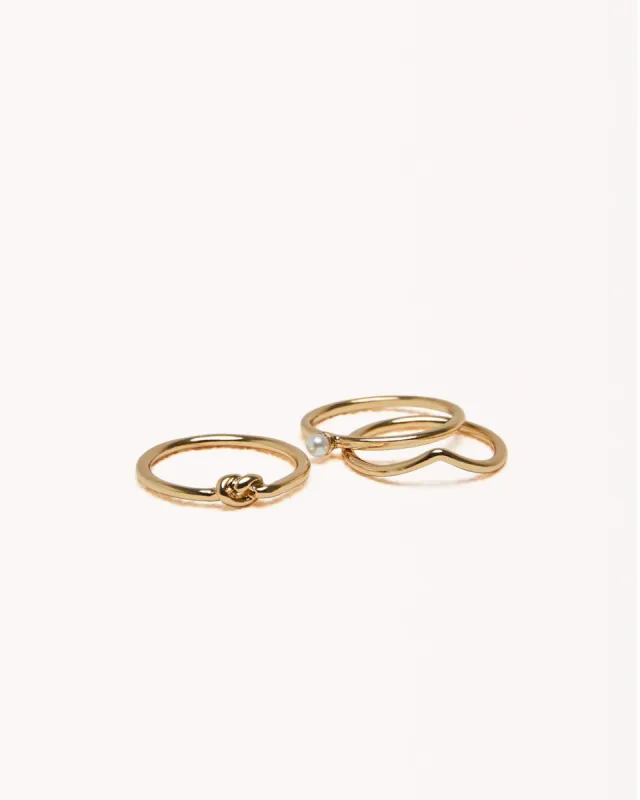 PARIZZA MULTI RING PACK - GOLD PLATED 18K-PEARL made by Billini