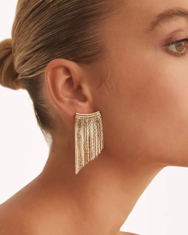 FARRAH FRINGE EARRING - GOLD sold by Billini