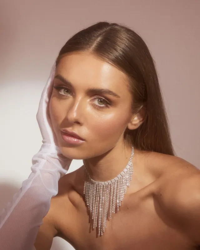 DELIA NECKLACE - SILVER-DIAMANTE sold by Billini