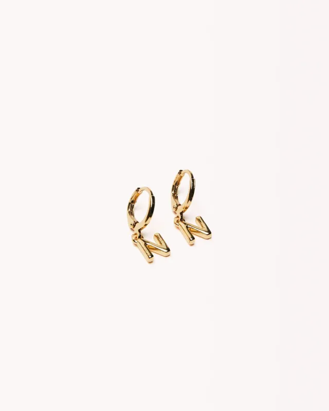 INITIAL GOLD PLATED EARRINGS - GOLD PLATED 18K sold by Billini