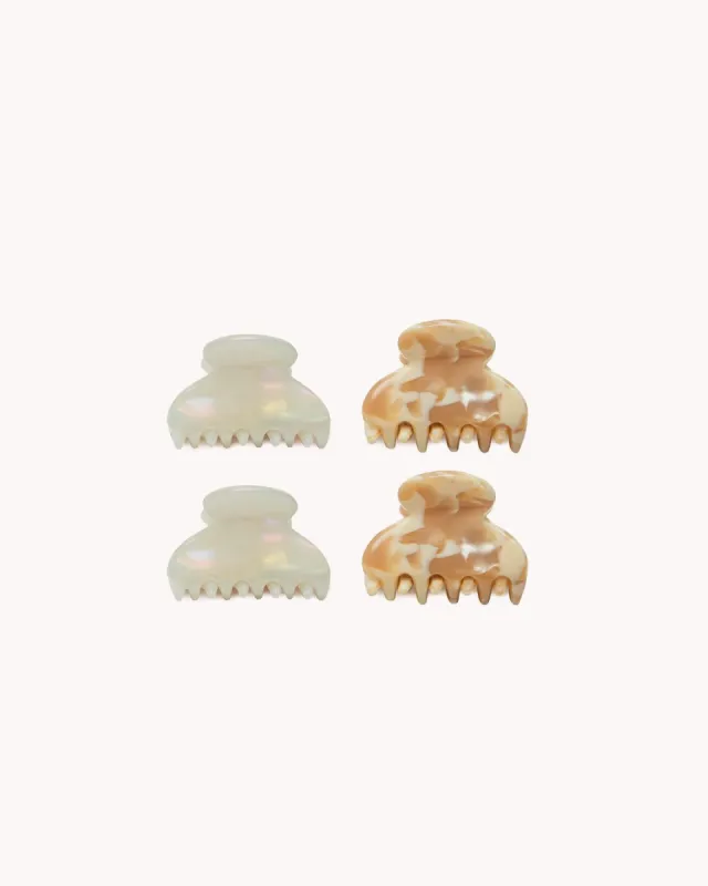 MINI HAIR CLAW 4 PACK - PEARL-IVORY TORT sold by Billini