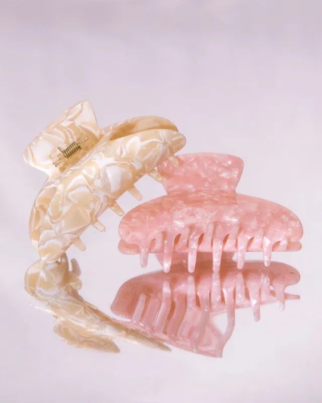 EMMY HAIR CLAW  2 PACK - IVORY-ROSE TORT sold by Billini