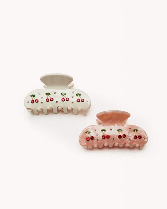 CHERRY HAIR CLAW 2 PACK - IVORY-ROSE TORT sold by Billini