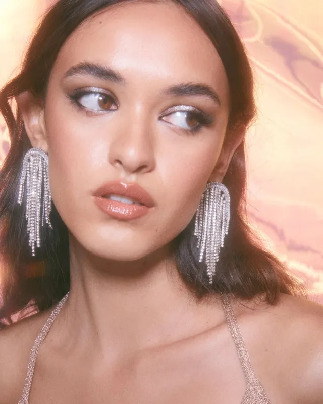 DAKOTA EARRING - SILVER-DIAMANTE sold by Billini