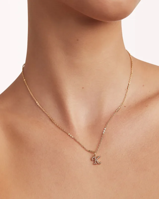INITIAL PAVE NECKLACE - GOLD PLATED 18K sold by Billini