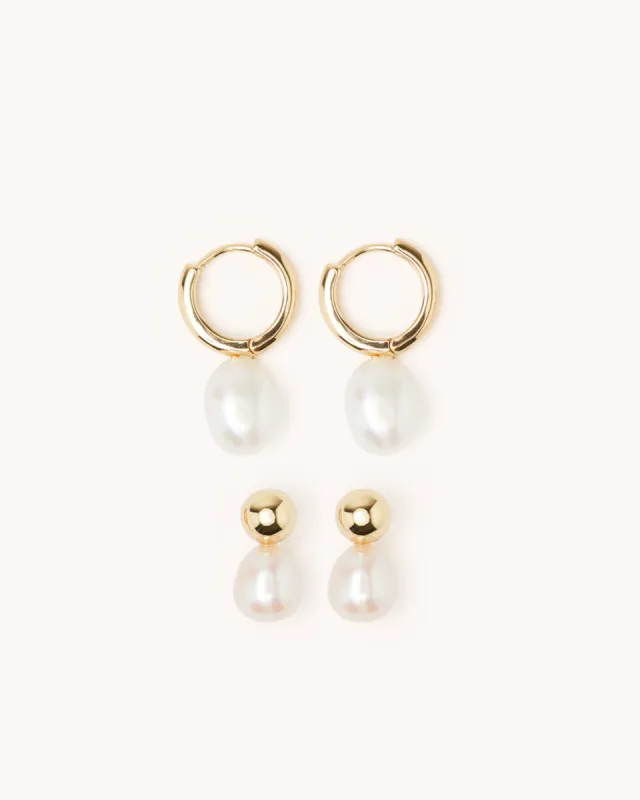 IVY EARRING 2 PACK - GOLD-PEARL sold by Billini
