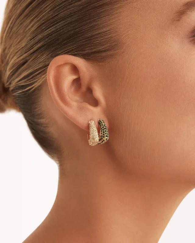 DENNY EARRING PACK - GOLD-DIAMANTE-EMERALD sold by Billini
