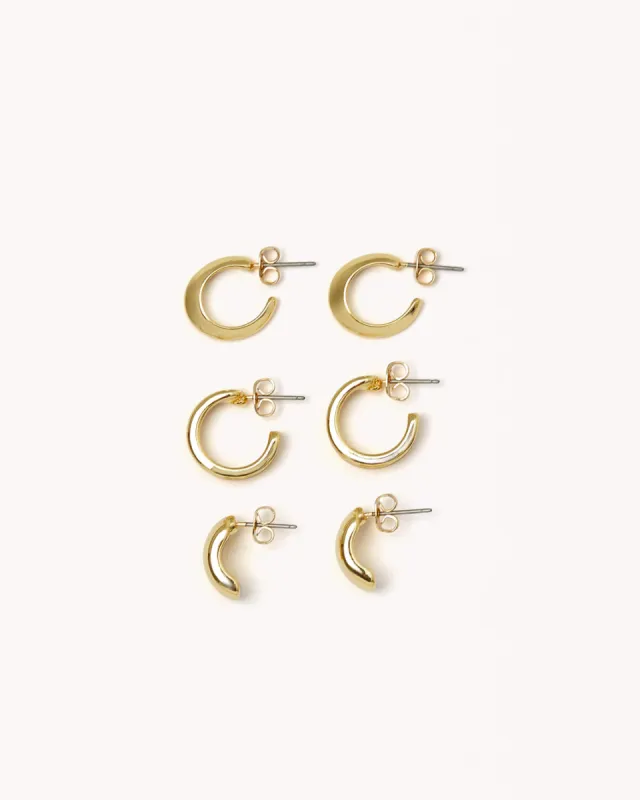 PAYNA EARRING 3 PACK - GOLD PLATED 18K sold by Billini