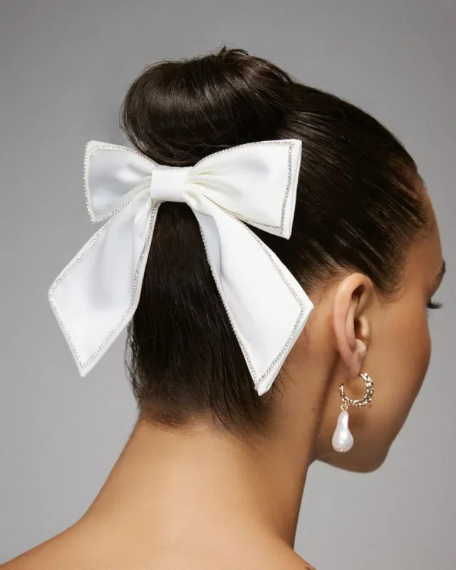 BIRDIE HAIR CLIP - IVORY SATIN sold by Billini