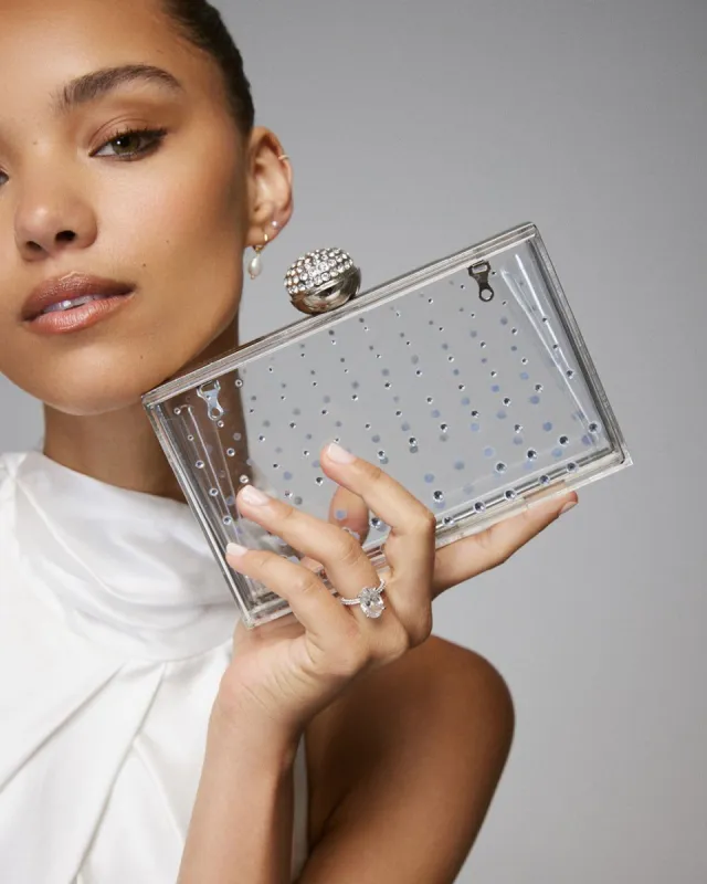 ANNA CLUTCH BAG - CLEAR-NUDE sold by Billini