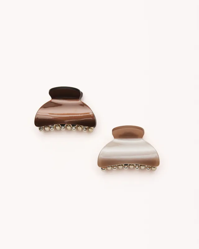 MID HAIR CLAW 2 PACK - CHOCOLATE-TAUPE made by Billini