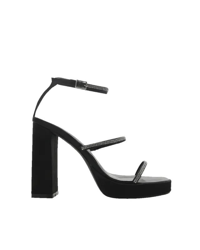 TALITA - BLACK SATIN-DIAMANTE sold by Billini
