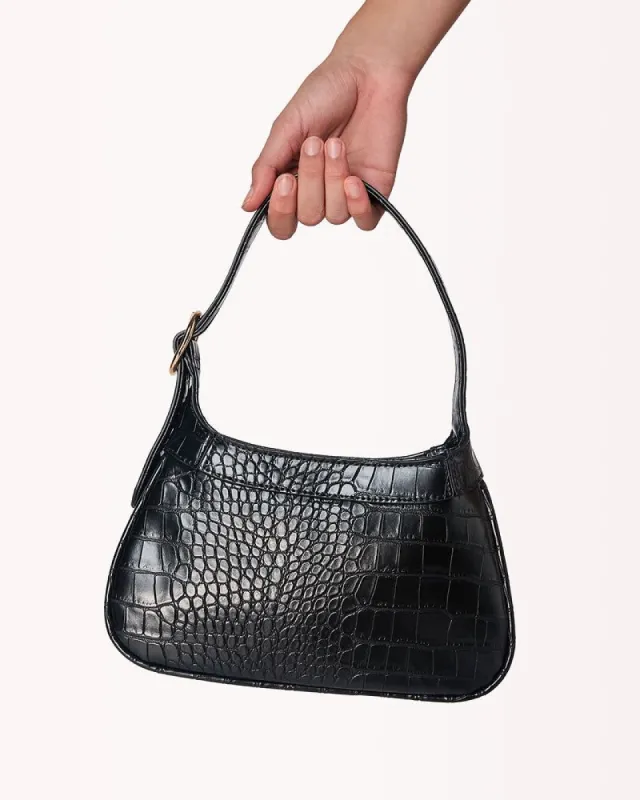 TALORA SHOULDER BAG - BLACK CROC sold by Billini
