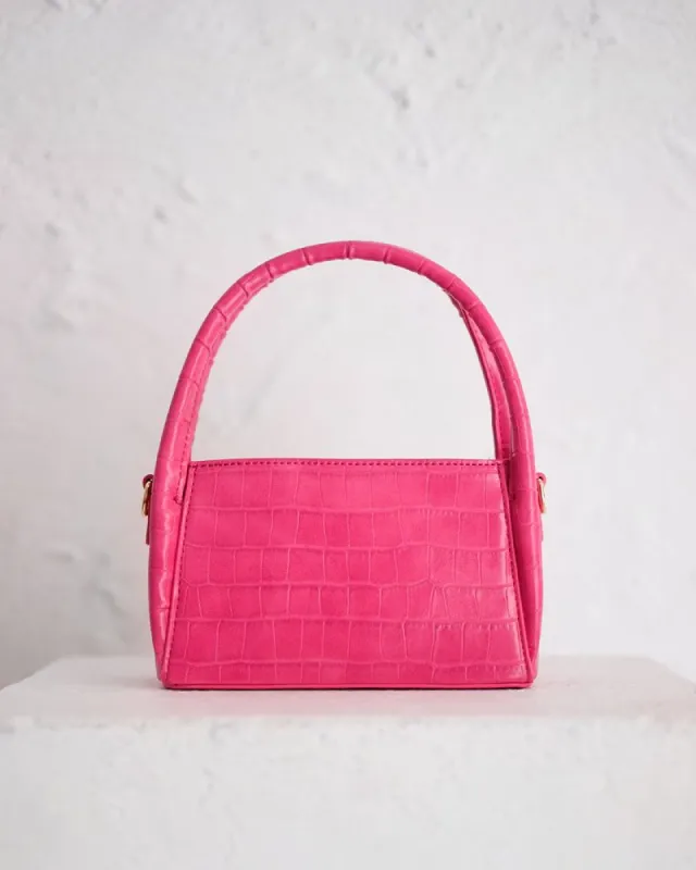 AINSLEY CROSS BODY BAG - FUCHSIA CROC sold by Billini