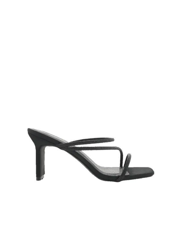 FEMI - BLACK SATIN-DIAMANTE sold by Billini