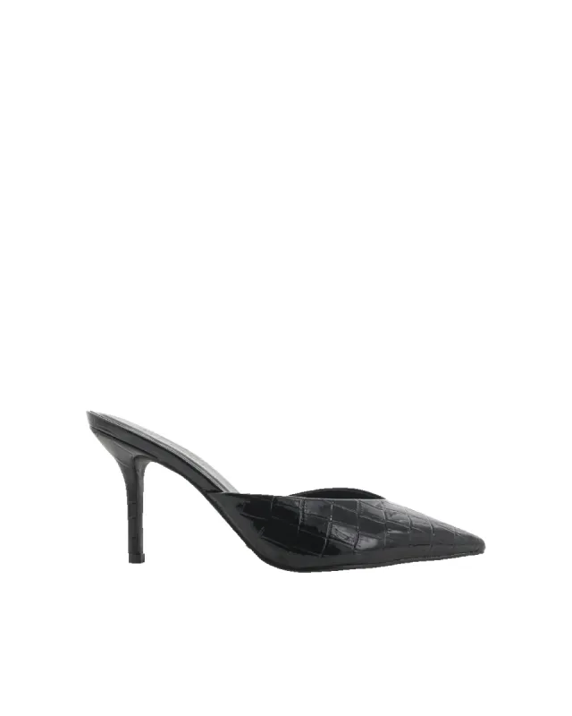 KAREY - BLACK PATENT CROC sold by Billini