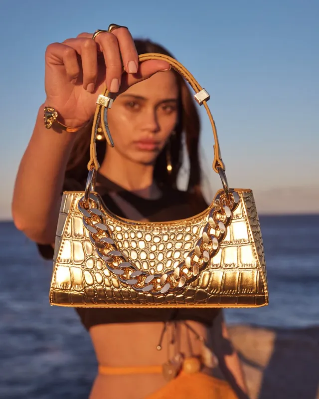 VIOLETT SHOULDER BAG - GOLD CROC sold by Billini