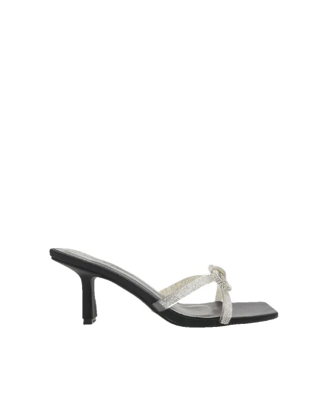 FABIA - BLACK SATIN-DIAMANTE sold by Billini