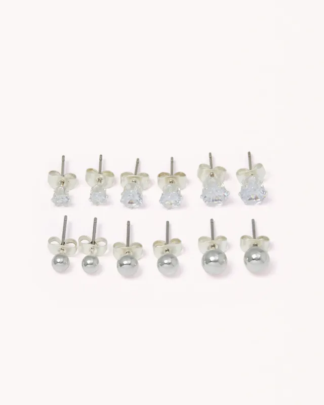 SIMARA STUD 6 PACK - SILVER-DIAMANTE sold by Billini