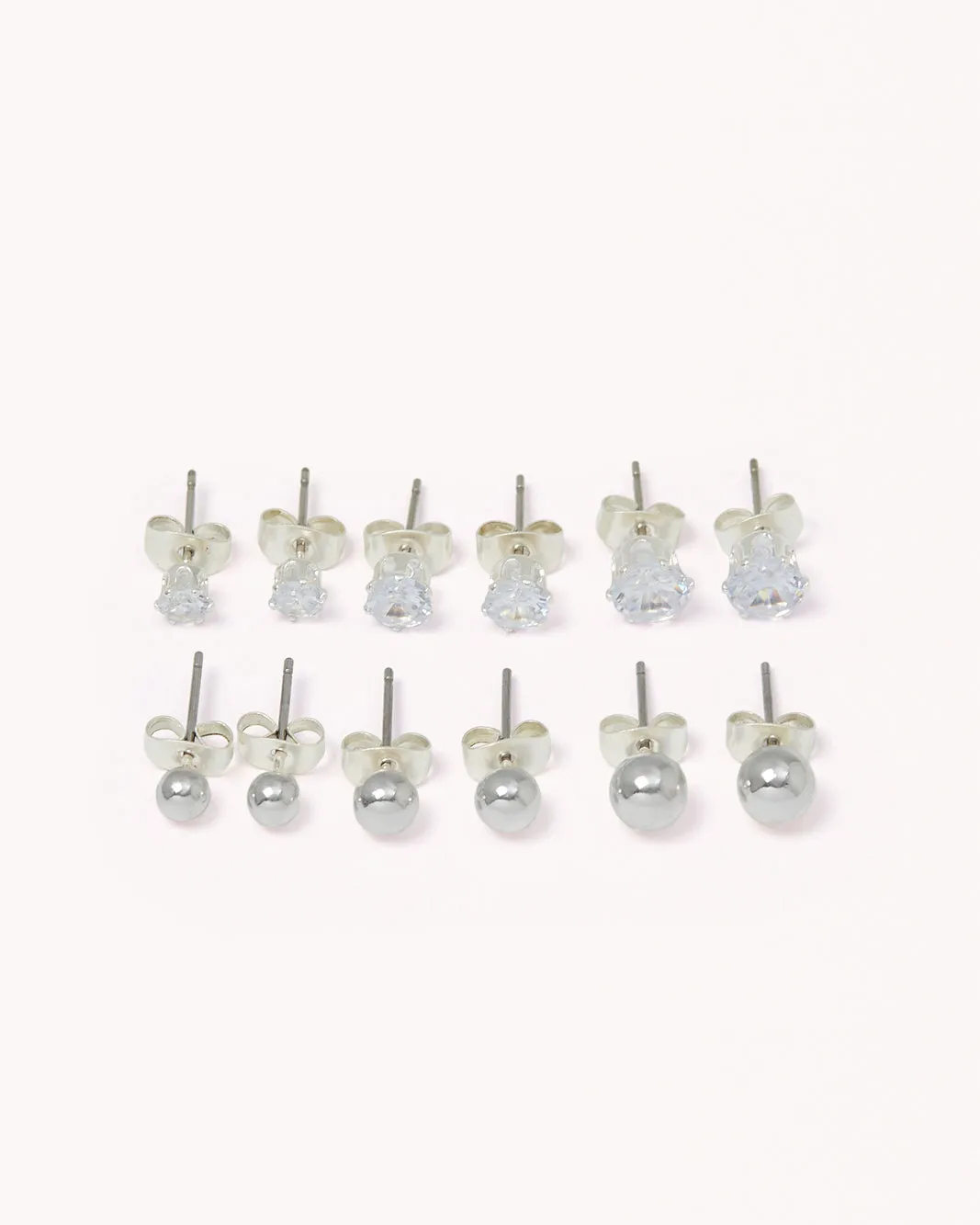 SIMARA STUD 6 PACK - SILVER-DIAMANTE sold by Billini
