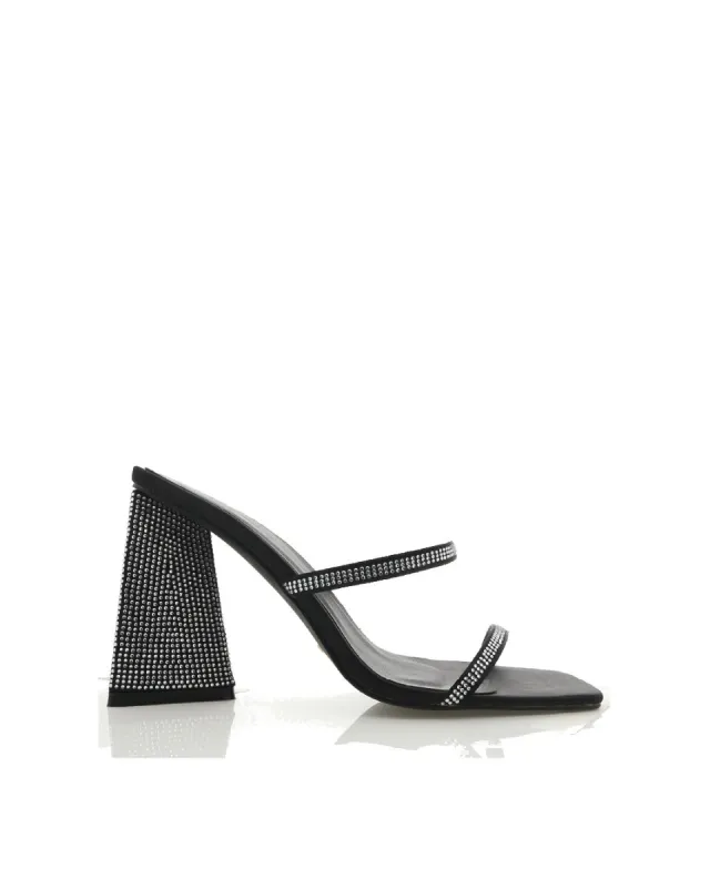 QUINTANA - BLACK SATIN-DIAMANTE sold by Billini
