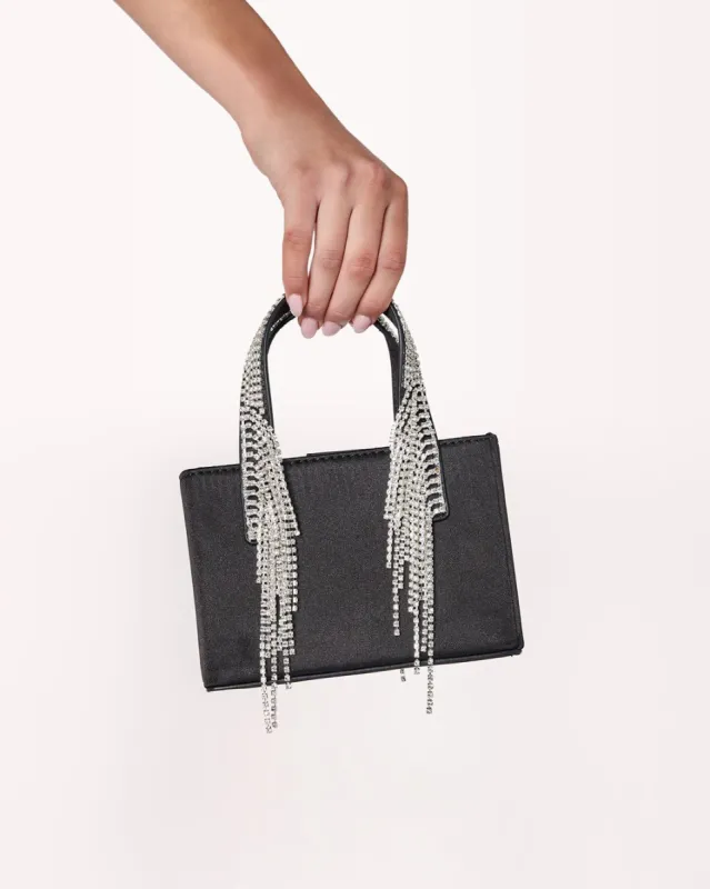 LYDIA HANDLE BAG - BLACK SATIN sold by Billini