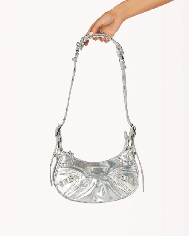 ELLY SHOULDER BAG - SILVER CRINKLE PATENT sold by Billini