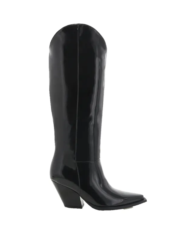 THE WESTERN - BLACK SEMI PATENT sold by Billini