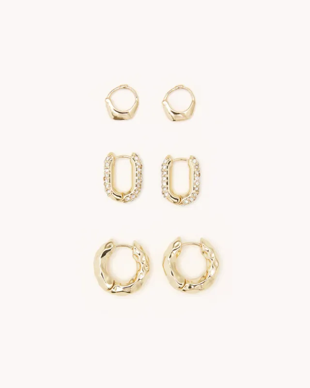 AMOURA EARRING 3 PACK - GOLD PLATED 18K sold by Billini