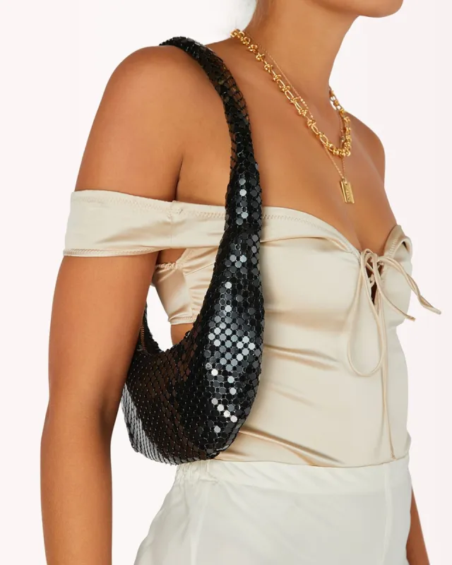 LUNA SHOULDER BAG - BLACK GLOWMESH sold by Billini