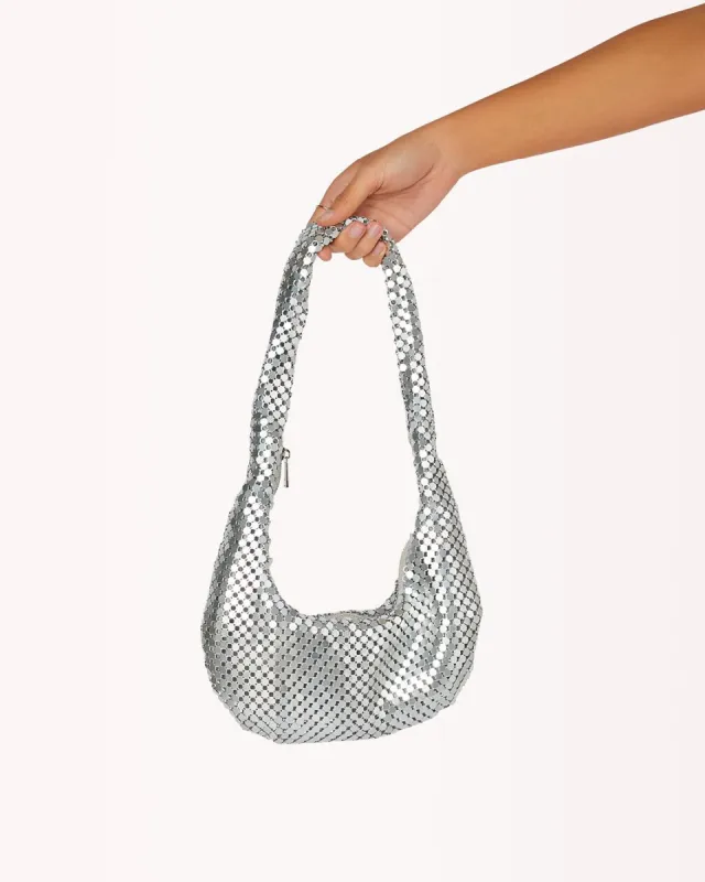 LUNA SHOULDER BAG - SILVER GLOWMESH sold by Billini
