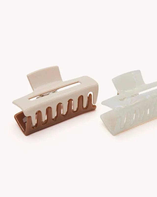WHITNEY HAIR CLAW 2 PACK - COFFEE-BONE-PEARL TORT sold by Billini