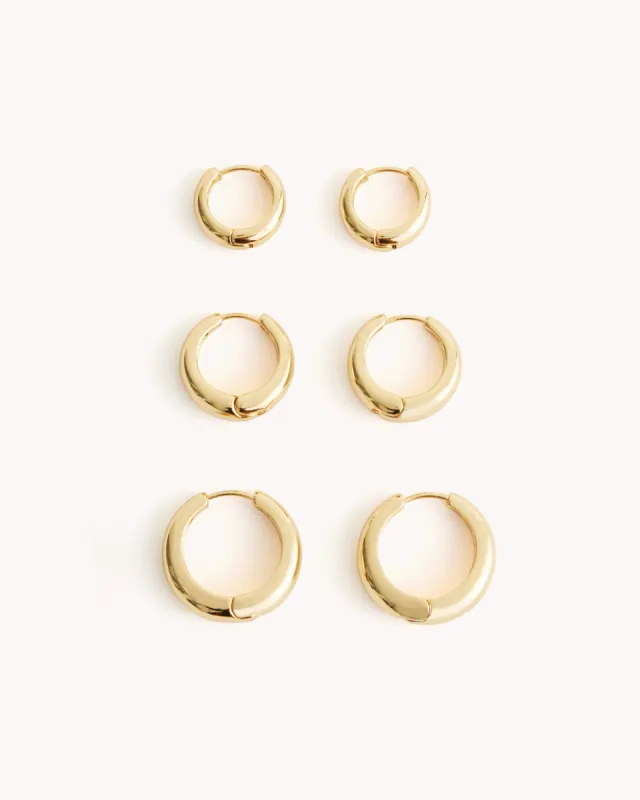 DIANCA 3 PACK EARRINGS - GOLD PLATED 18K sold by Billini